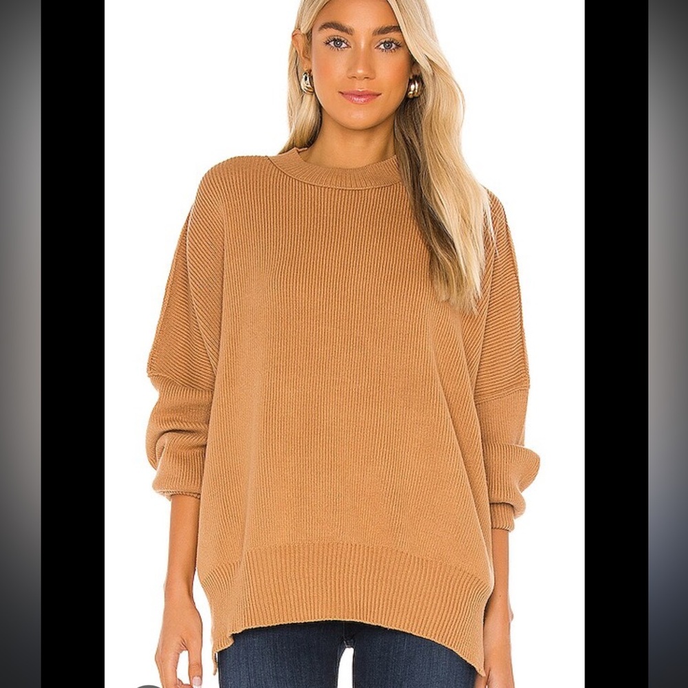 Free People Camel Crew Neck Sweater